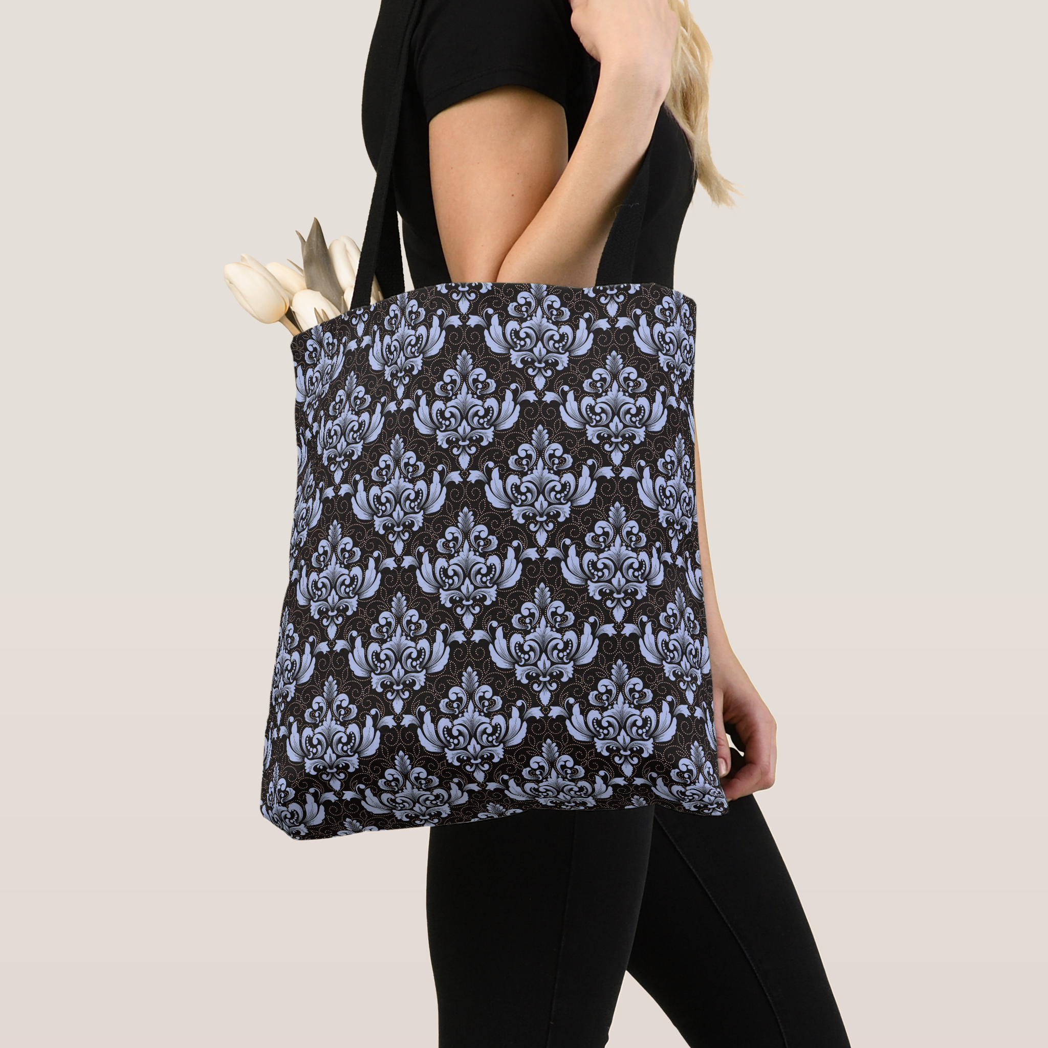 Blue Damask Tote